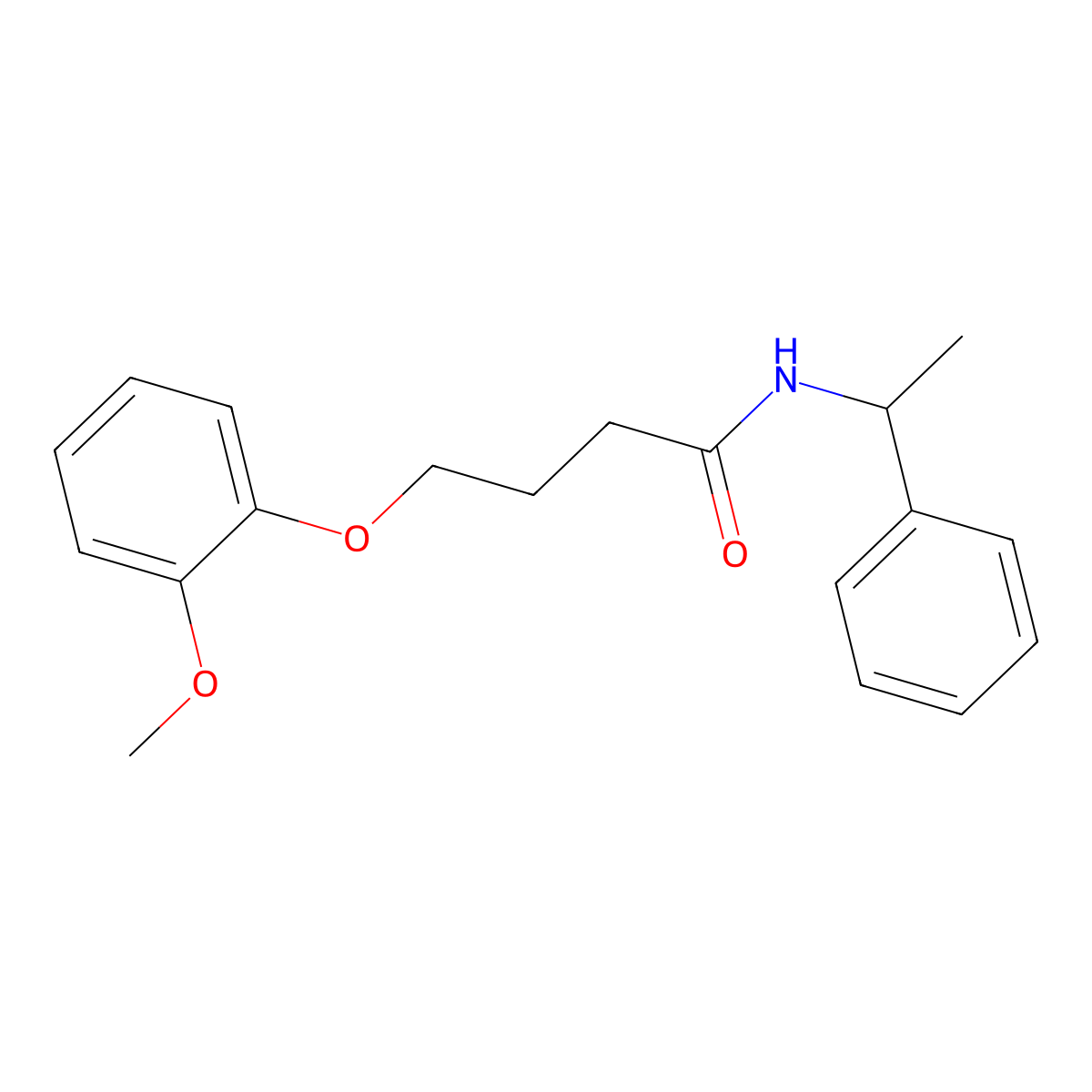 4-(2-methoxyphenoxy)-N-(1-phenylethyl)butanamide molecular structure, CAS 691379-50-7