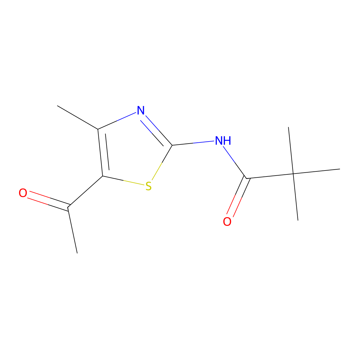 N-(5-Acetyl-4-methyl-thiazol-2-yl)-2,2-dimethyl-propionamide molecular structure, CAS 691379-64-3