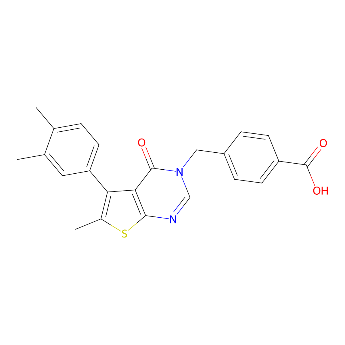 4-{[5-(3,4-dimethylphenyl)-6-methyl-4-oxo-3H,4H-thieno[2,3-d]pyrimidin-3-yl]methyl}benzoicacid molecular structure, CAS 691379-84-7