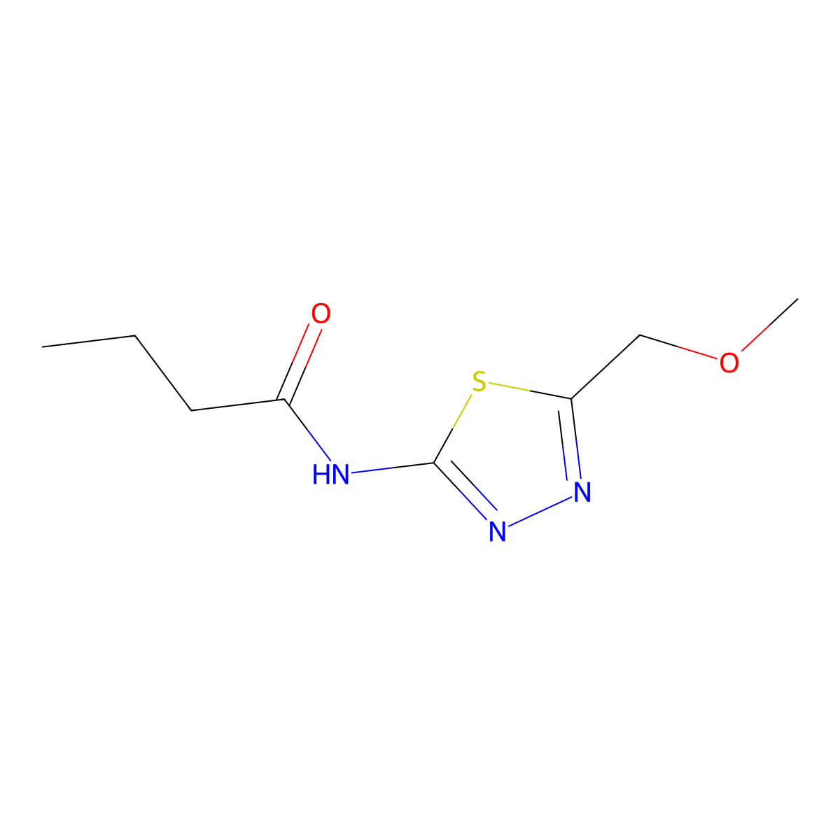 N-[5-(methoxymethyl)-1,3,4-thiadiazol-2-yl]butanamide molecular structure, CAS 691380-09-3