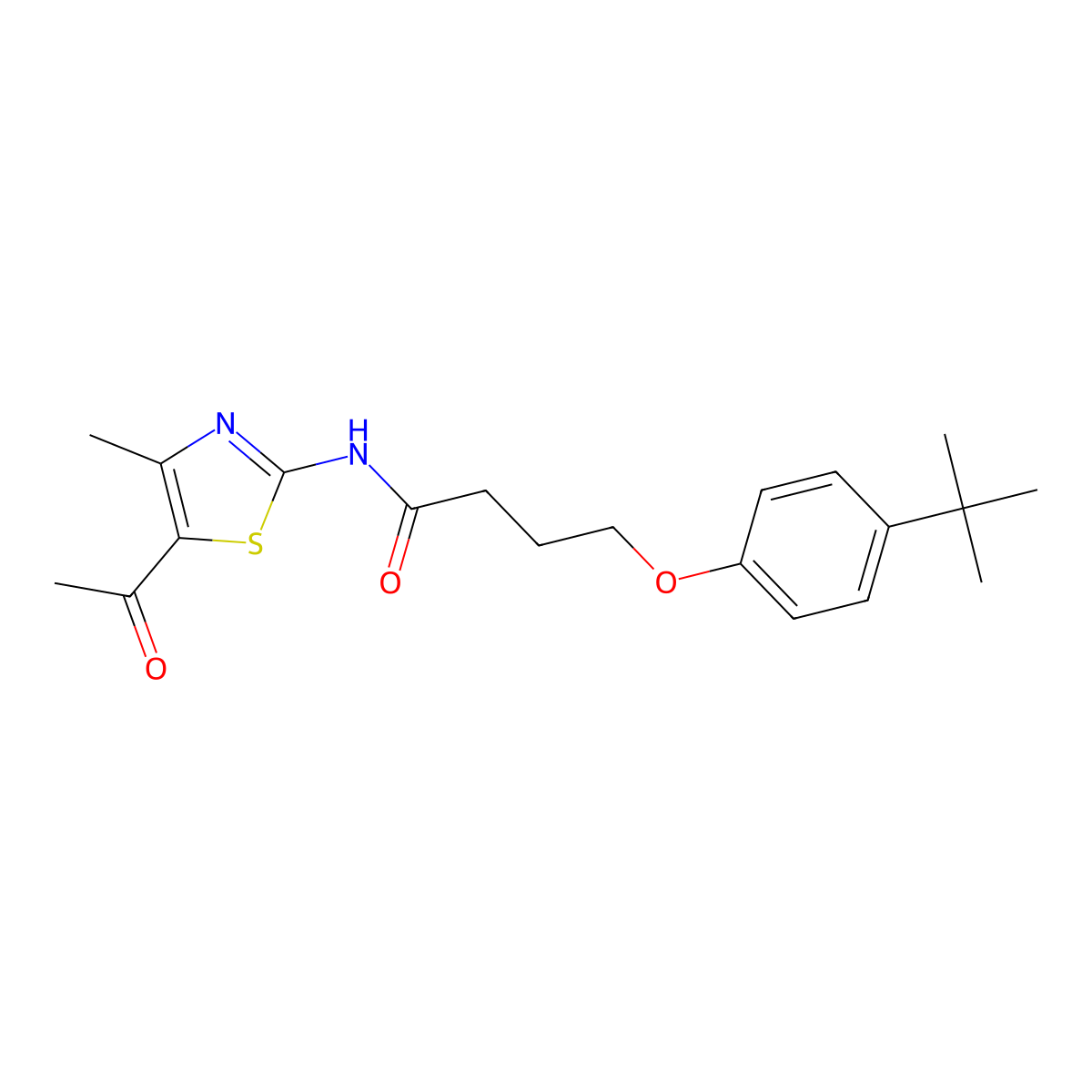 N-(5-acetyl-4-methyl-1,3-thiazol-2-yl)-4-(4-tert-butylphenoxy)butanamide molecular structure, CAS 691380-17-3