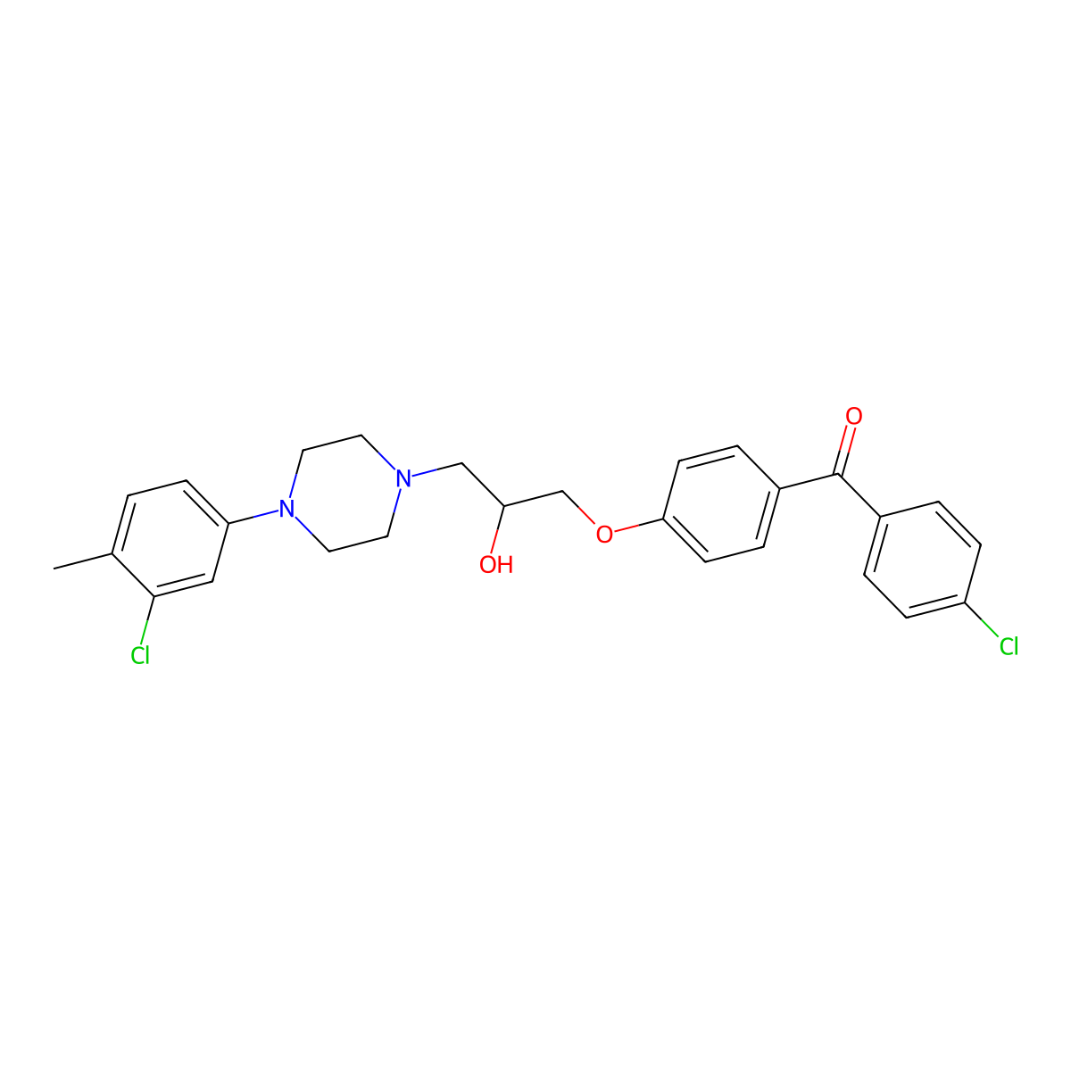1-[4-(3-Chloro-4-methylphenyl)piperazin-1-yl]-3-[4-(4-chlorobenzoyl)phenoxy]propan-2-ol molecular structure, CAS 691380-42-4