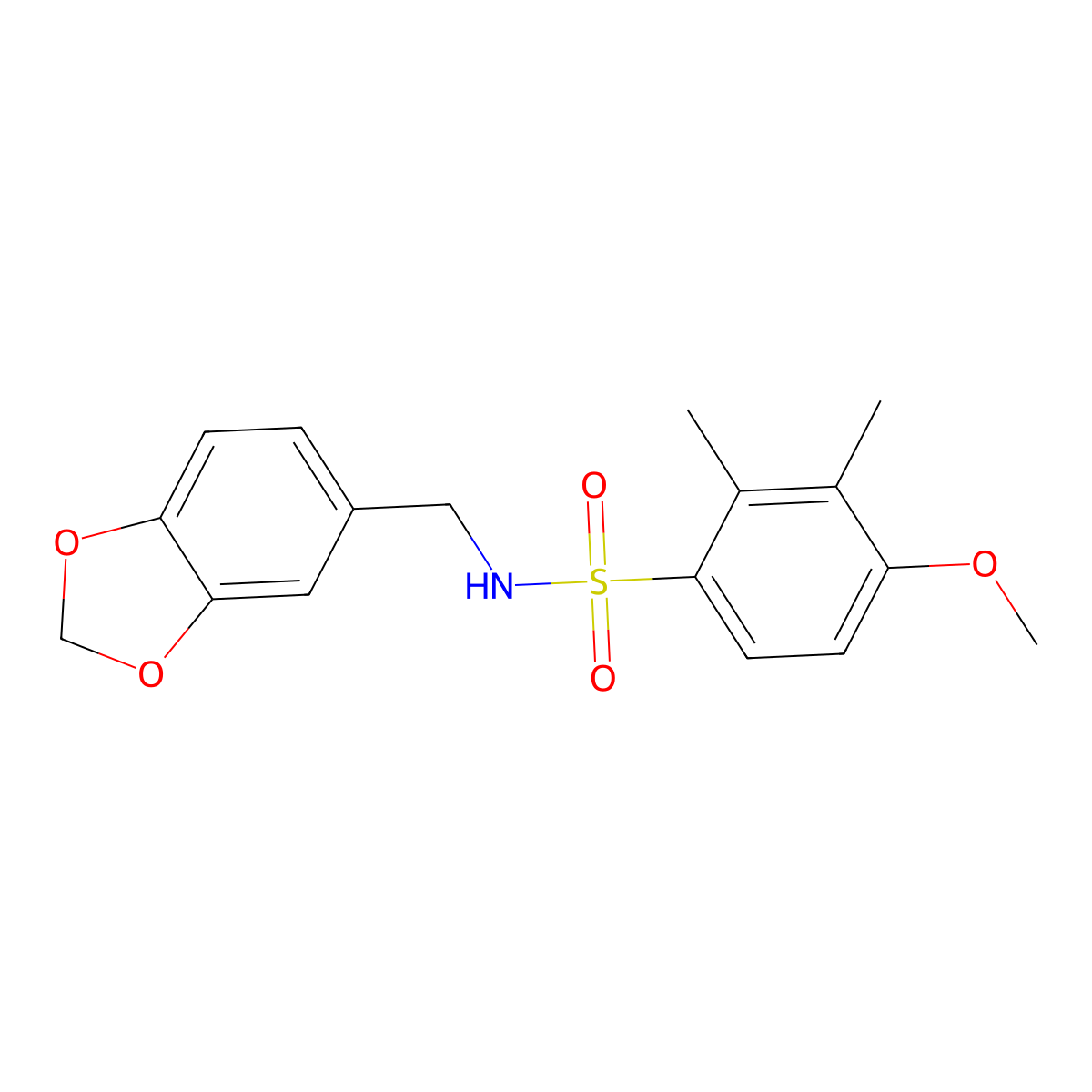 N-(1,3-benzodioxol-5-ylmethyl)-4-methoxy-2,3-dimethylbenzenesulfonamide molecular structure, CAS 691380-70-8