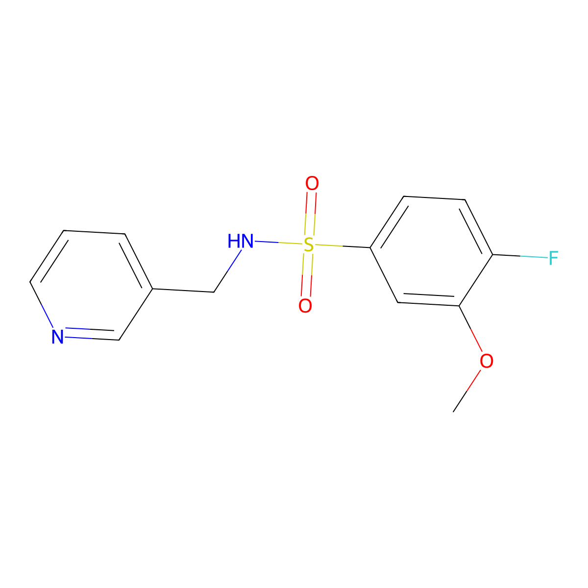 4-fluoro-3-methoxy-N-(3-pyridinylmethyl)benzenesulfonamide molecular structure, CAS 691380-71-9