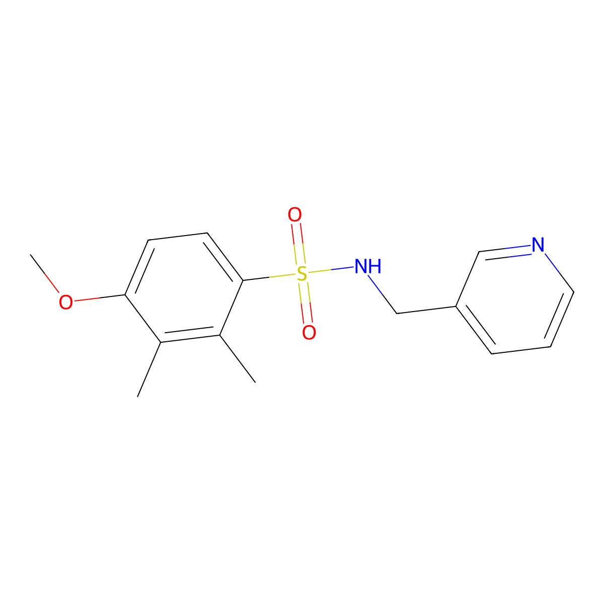4-methoxy-2,3-dimethyl-N-(pyridin-3-ylmethyl)benzenesulfonamide molecular structure, CAS 691380-72-0