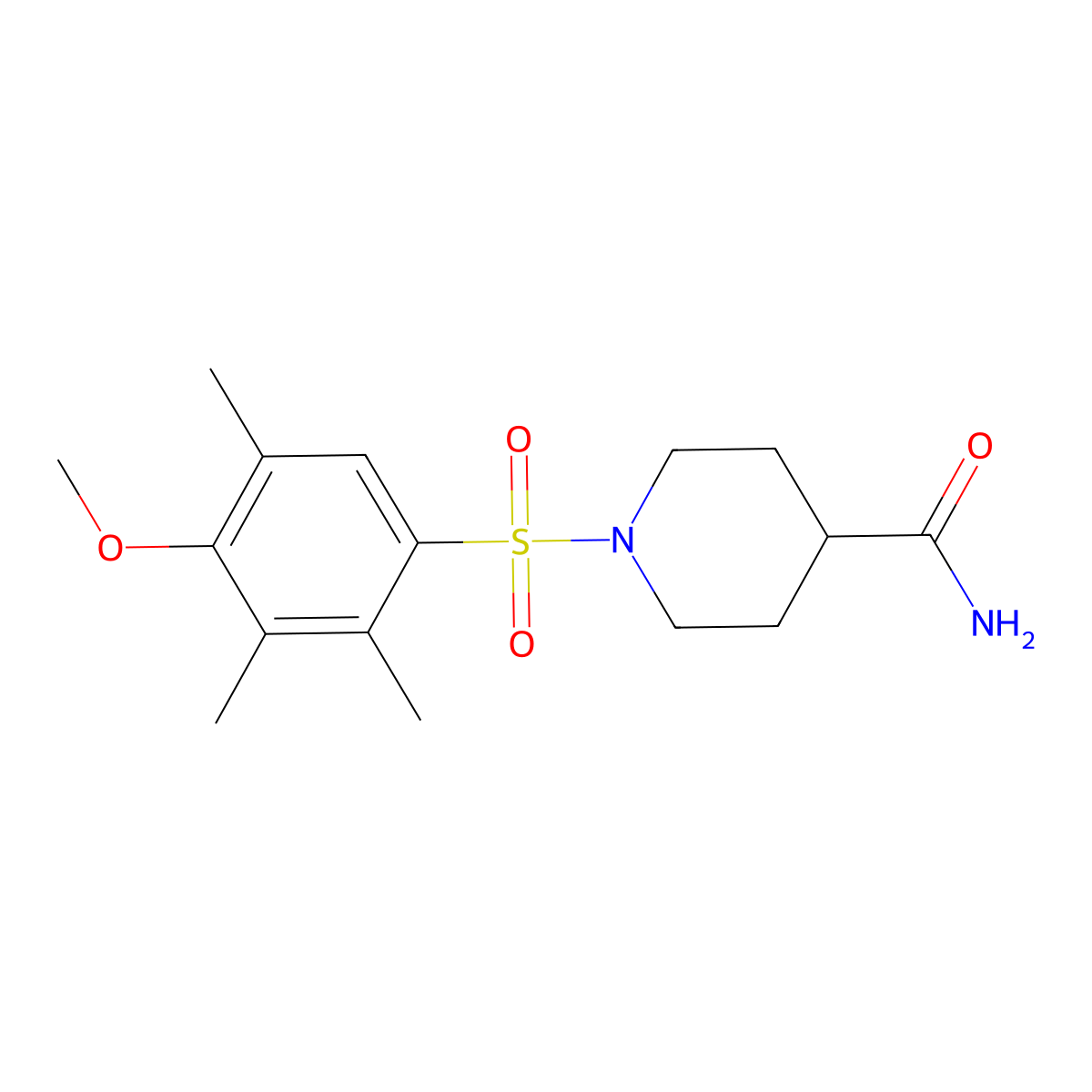 1-[(4-Methoxy-2,3,5-trimethylphenyl)sulfonyl]piperidine-4-carboxamide molecular structure, CAS 691380-74-2