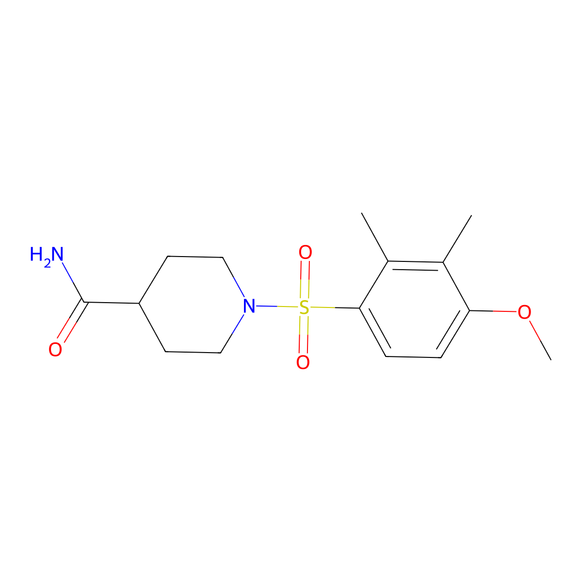 1-((4-Methoxy-2,3-dimethylphenyl)sulfonyl)piperidine-4-carboxamide molecular structure, CAS 691380-75-3
