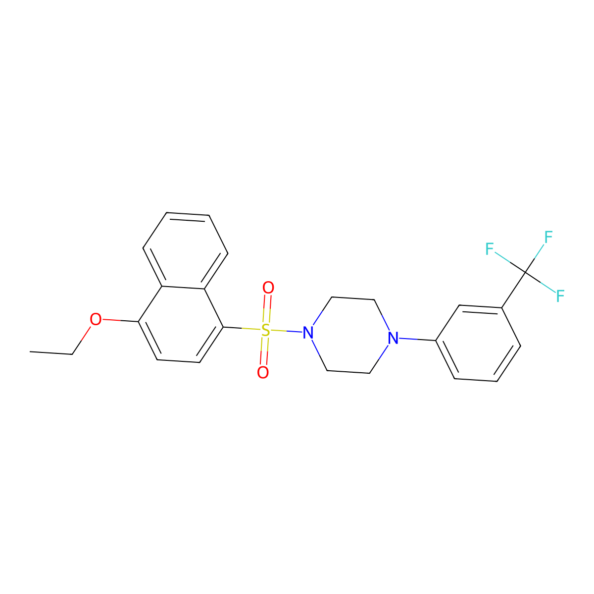 1-[(4-Ethoxynaphthalen-1-yl)sulfonyl]-4-[3-(trifluoromethyl)phenyl]piperazine molecular structure, CAS 691380-76-4