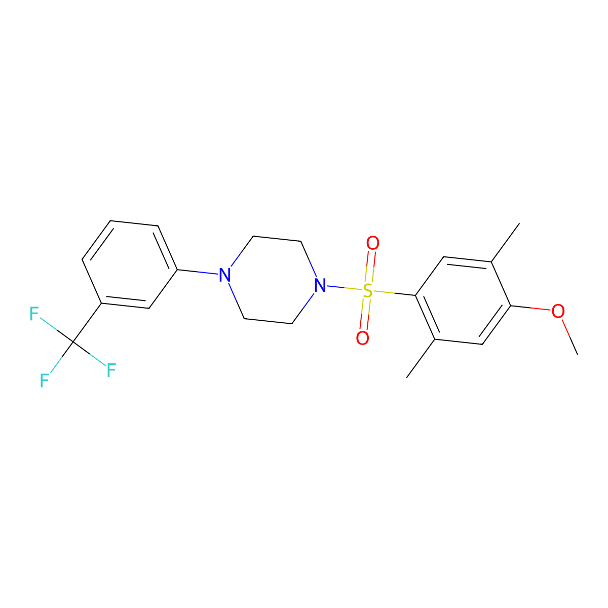 1-((4-Methoxy-2,5-dimethylphenyl)sulfonyl)-4-(3-(trifluoromethyl)phenyl)piperazine molecular structure, CAS 691380-77-5