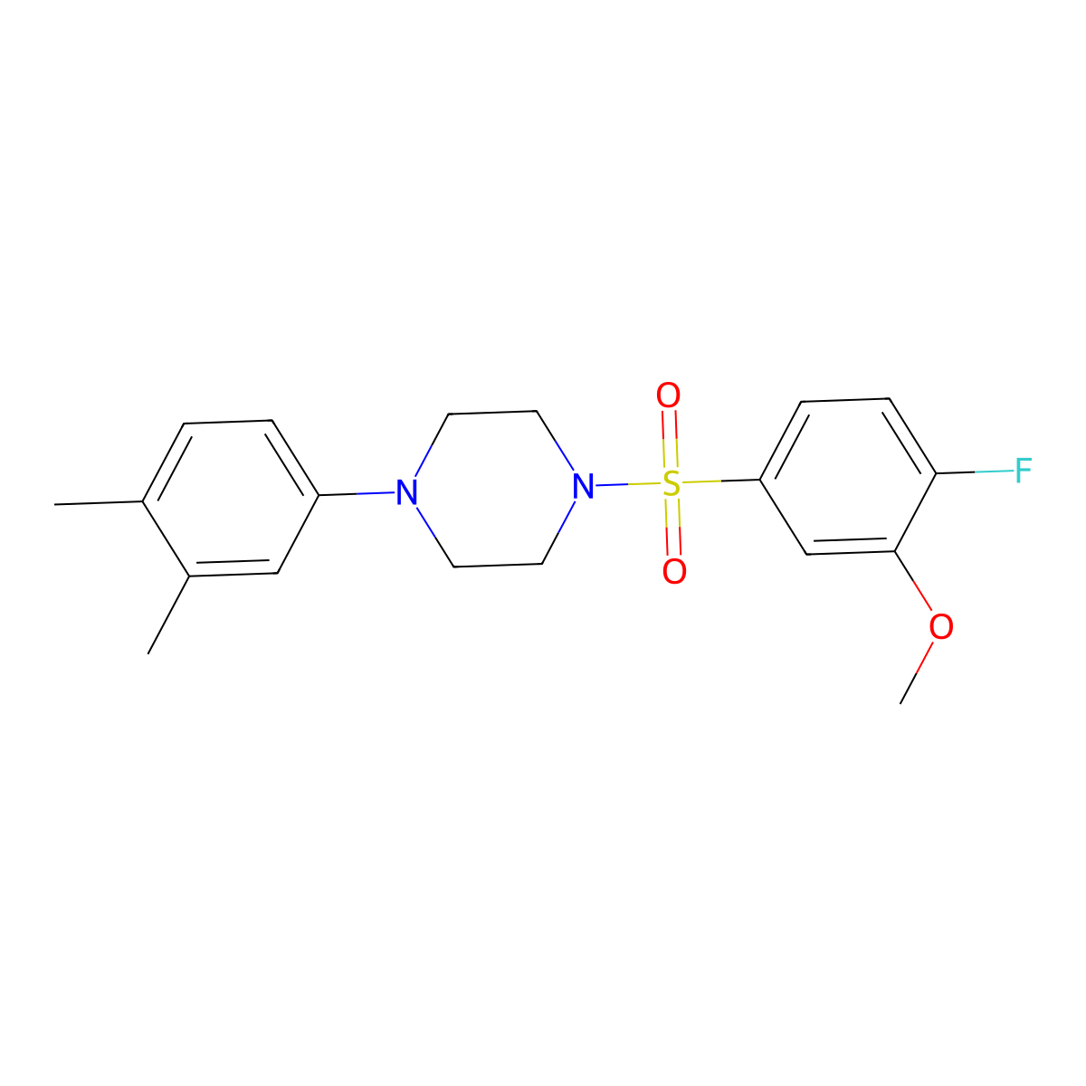 1-(3,4-Dimethylphenyl)-4-(4-fluoro-3-methoxyphenyl)sulfonylpiperazine molecular structure, CAS 691380-80-0