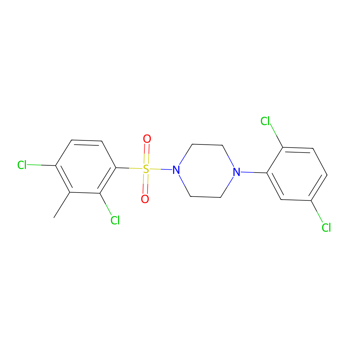 1-(2,4-Dichloro-3-methylbenzenesulfonyl)-4-(2,5-dichlorophenyl)piperazine molecular structure, CAS 691380-85-5