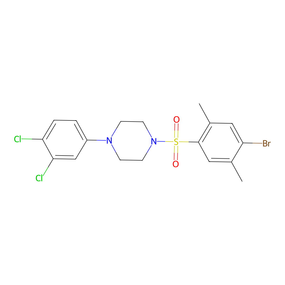 1-(4-Bromo-2,5-dimethylbenzenesulfonyl)-4-(3,4-dichlorophenyl)piperazine molecular structure, CAS 691380-92-4