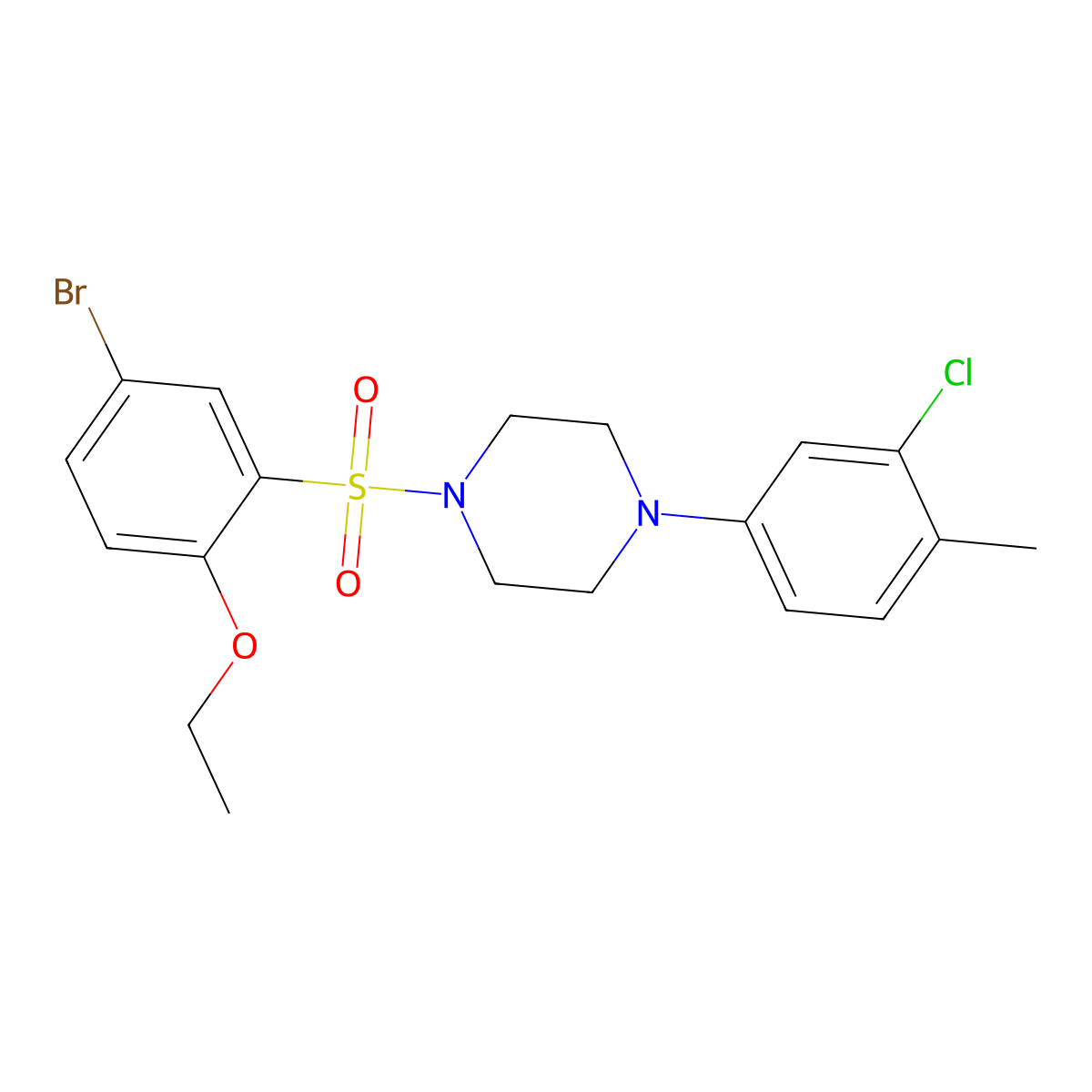 1-(5-Bromo-2-ethoxybenzenesulfonyl)-4-(3-chloro-4-methylphenyl)piperazine molecular structure, CAS 691380-94-6