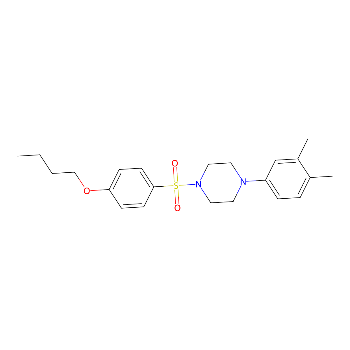 1-(4-Butoxybenzenesulfonyl)-4-(3,4-dimethylphenyl)piperazine molecular structure, CAS 691380-95-7
