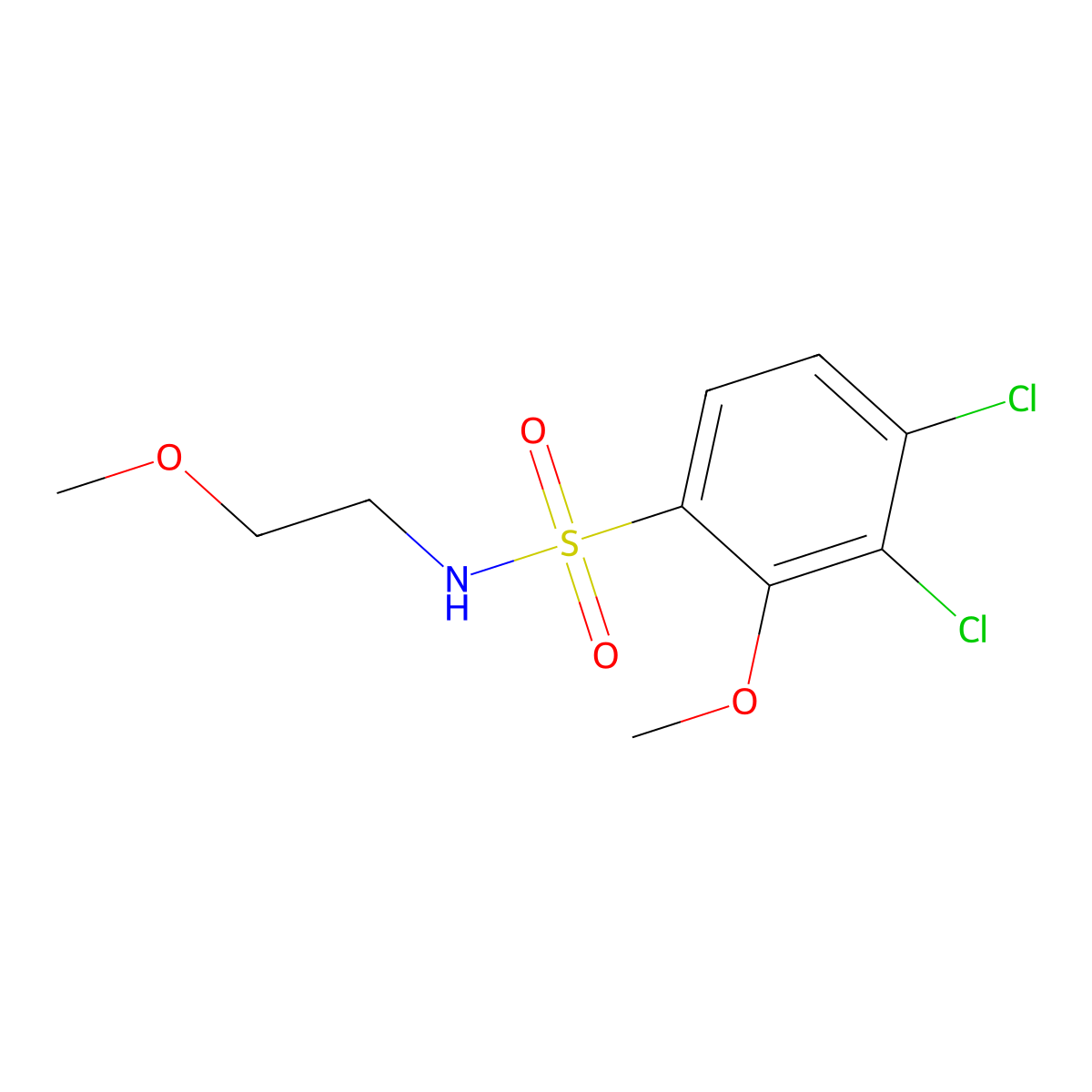 3,4-dichloro-2-methoxy-N-(2-methoxyethyl)benzenesulfonamide molecular structure, CAS 691380-98-0