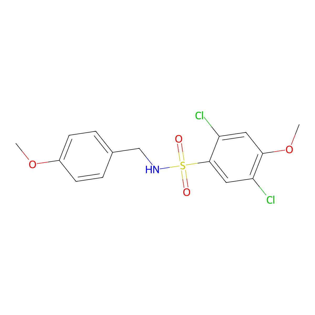 2,5-dichloro-4-methoxy-N-[(4-methoxyphenyl)methyl]benzenesulfonamide molecular structure, CAS 691380-99-1