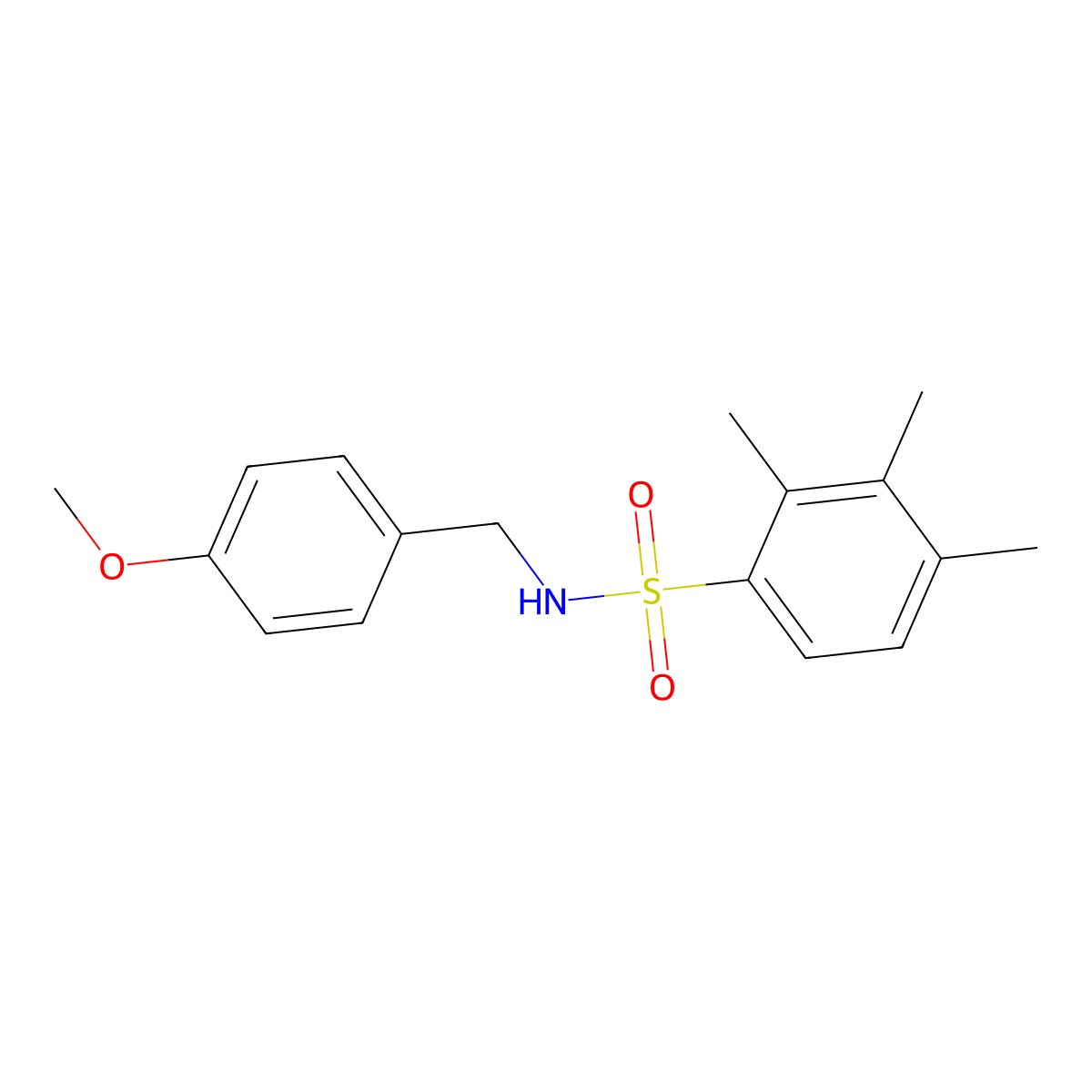 N-[(4-methoxyphenyl)methyl]-2,3,4-trimethylbenzenesulfonamide molecular structure, CAS 691381-00-7