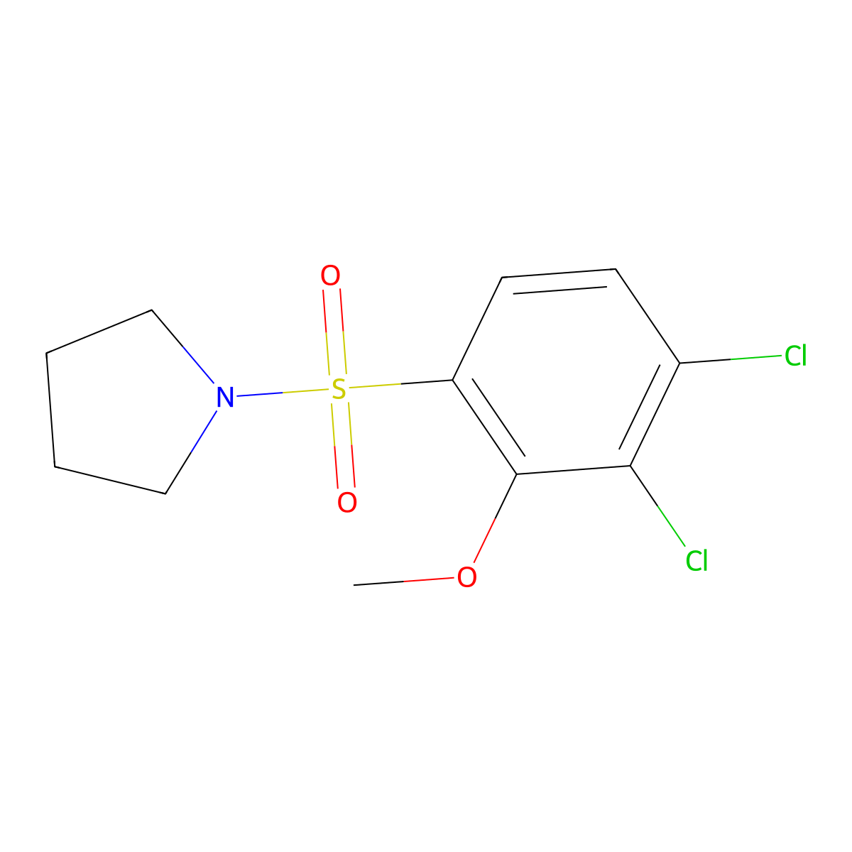 1-(3,4-Dichloro-2-methoxyphenyl)sulfonylpyrrolidine molecular structure, CAS 691381-02-9