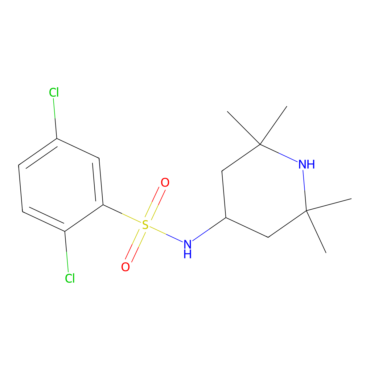 2,5-dichloro-N-(2,2,6,6-tetramethylpiperidin-4-yl)benzenesulfonamide molecular structure, CAS 691381-05-2