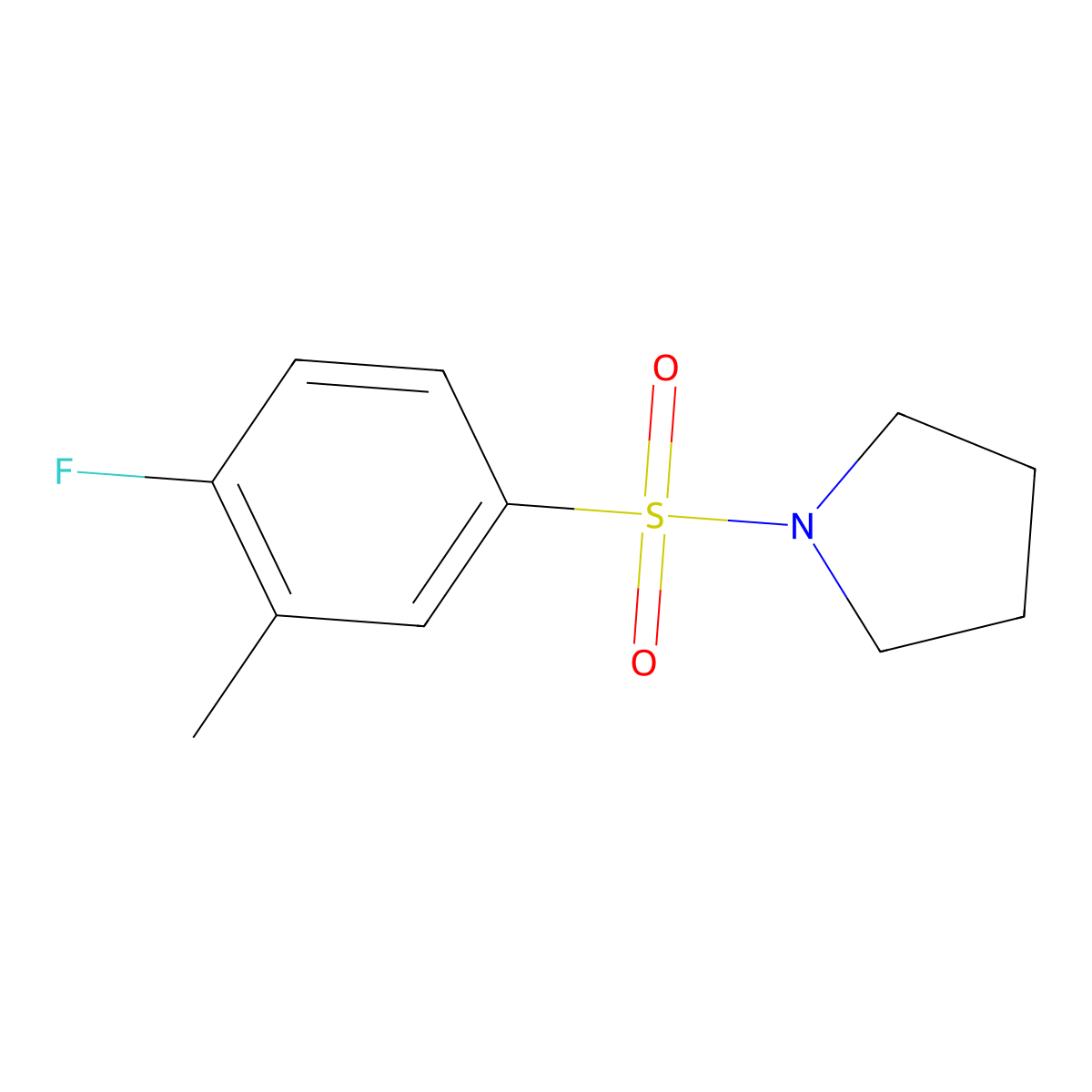 1-(4-Fluoro-3-methylphenyl)sulfonylpyrrolidine molecular structure, CAS 691381-07-4