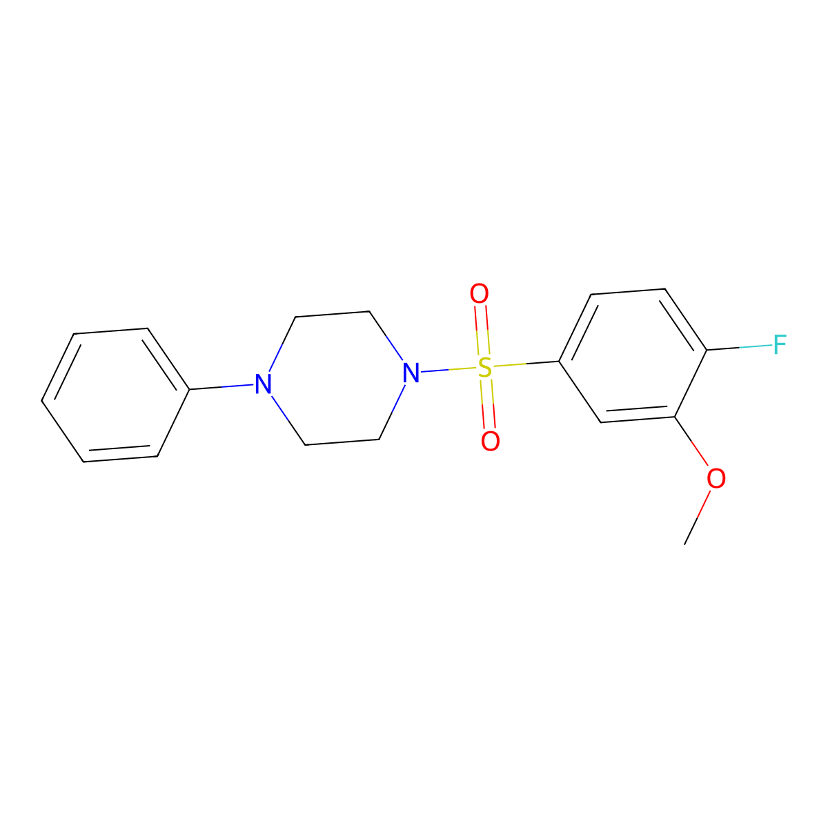 1-(4-Fluoro-3-methoxyphenyl)sulfonyl-4-phenylpiperazine molecular structure, CAS 691381-16-5