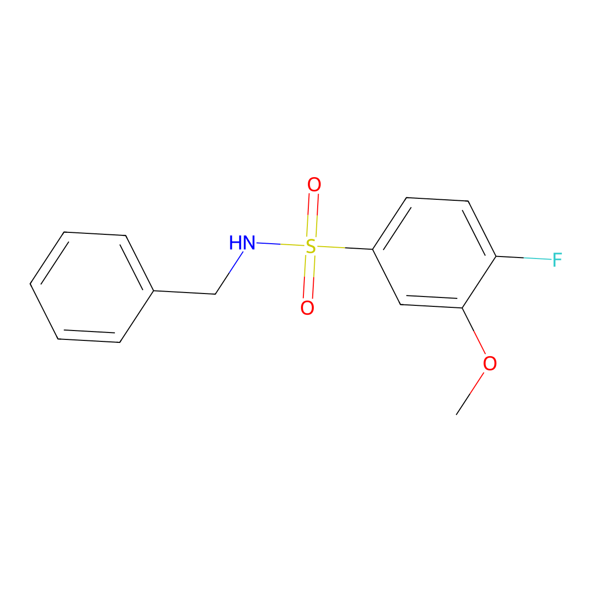 N-benzyl-4-fluoro-3-methoxybenzenesulfonamide molecular structure, CAS 691381-17-6