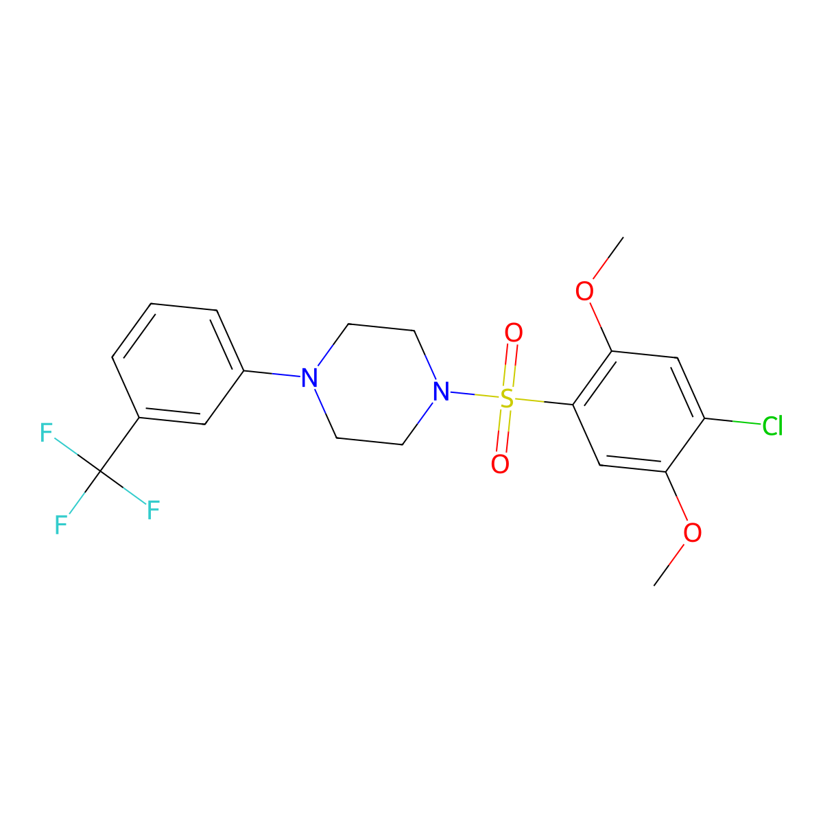 1-[(4-Chloro-2,5-dimethoxyphenyl)sulfonyl]-4-[3-(trifluoromethyl)phenyl]piperazine molecular structure, CAS 691381-18-7