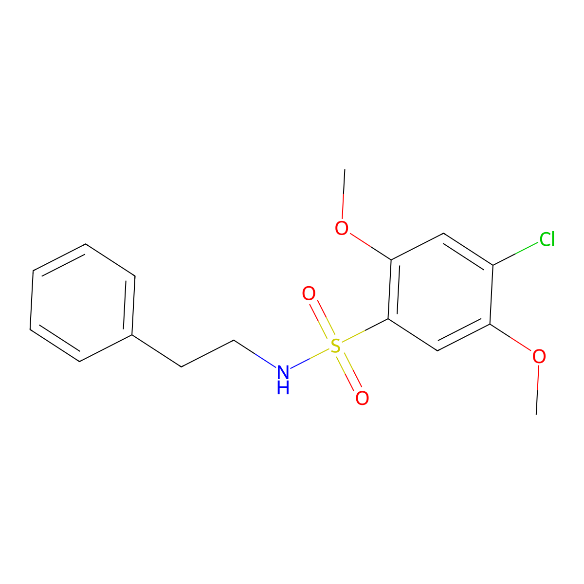 4-chloro-2,5-dimethoxy-N-(2-phenylethyl)benzenesulfonamide molecular structure, CAS 691381-19-8