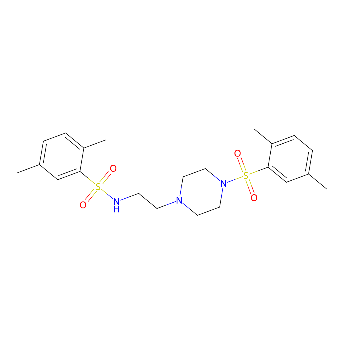 N-[2-[4-(2,5-dimethylphenyl)sulfonylpiperazin-1-yl]ethyl]-2,5-dimethylbenzenesulfonamide molecular structure, CAS 691381-28-9