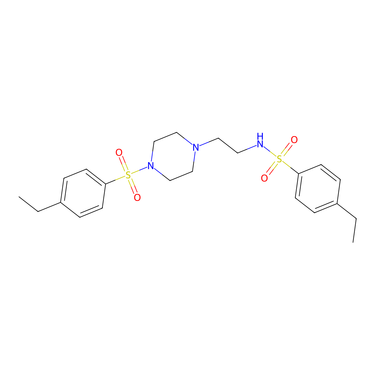 4-ethyl-N-(2-(4-((4-ethylphenyl)sulfonyl)piperazin-1-yl)ethyl)benzenesulfonamide molecular structure, CAS 691381-29-0