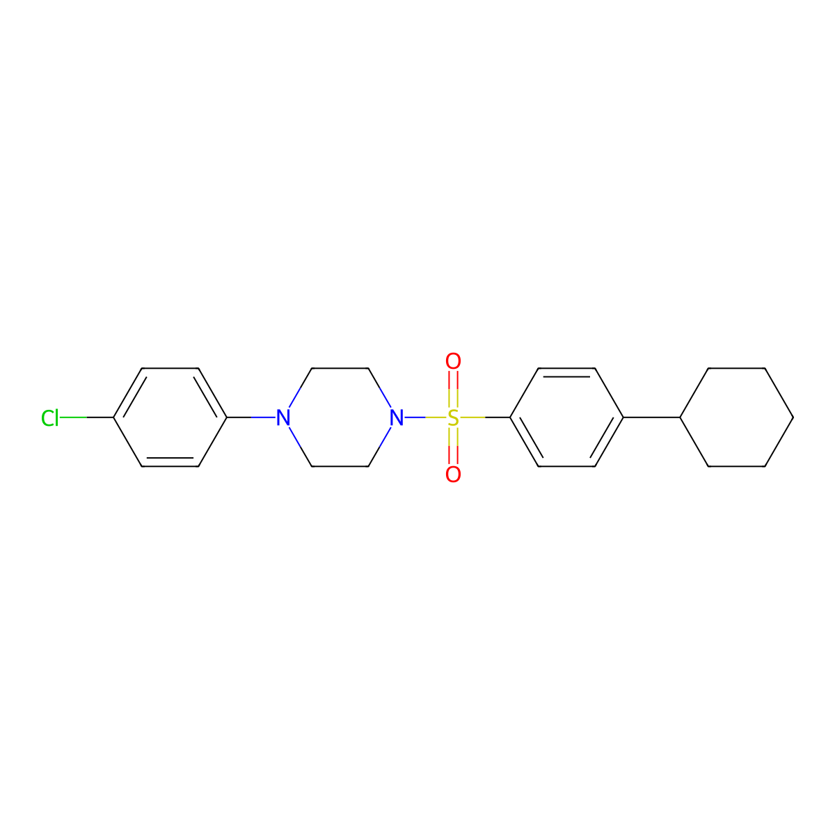 1-(4-Chlorophenyl)-4-(4-cyclohexylbenzenesulfonyl)piperazine molecular structure, CAS 691381-32-5