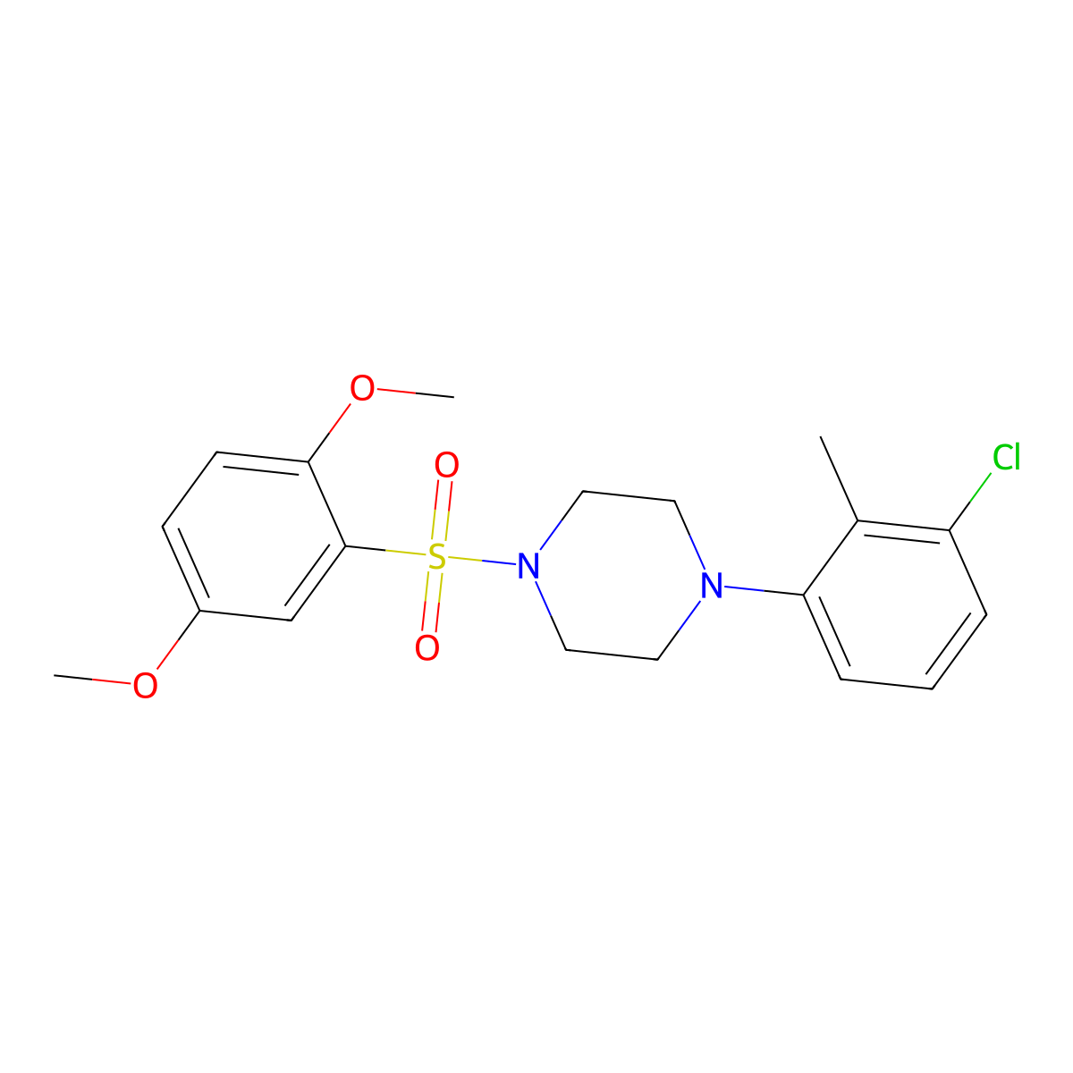 1-(3-Chloro-2-methylphenyl)-4-(2,5-dimethoxyphenyl)sulfonylpiperazine molecular structure, CAS 691381-34-7