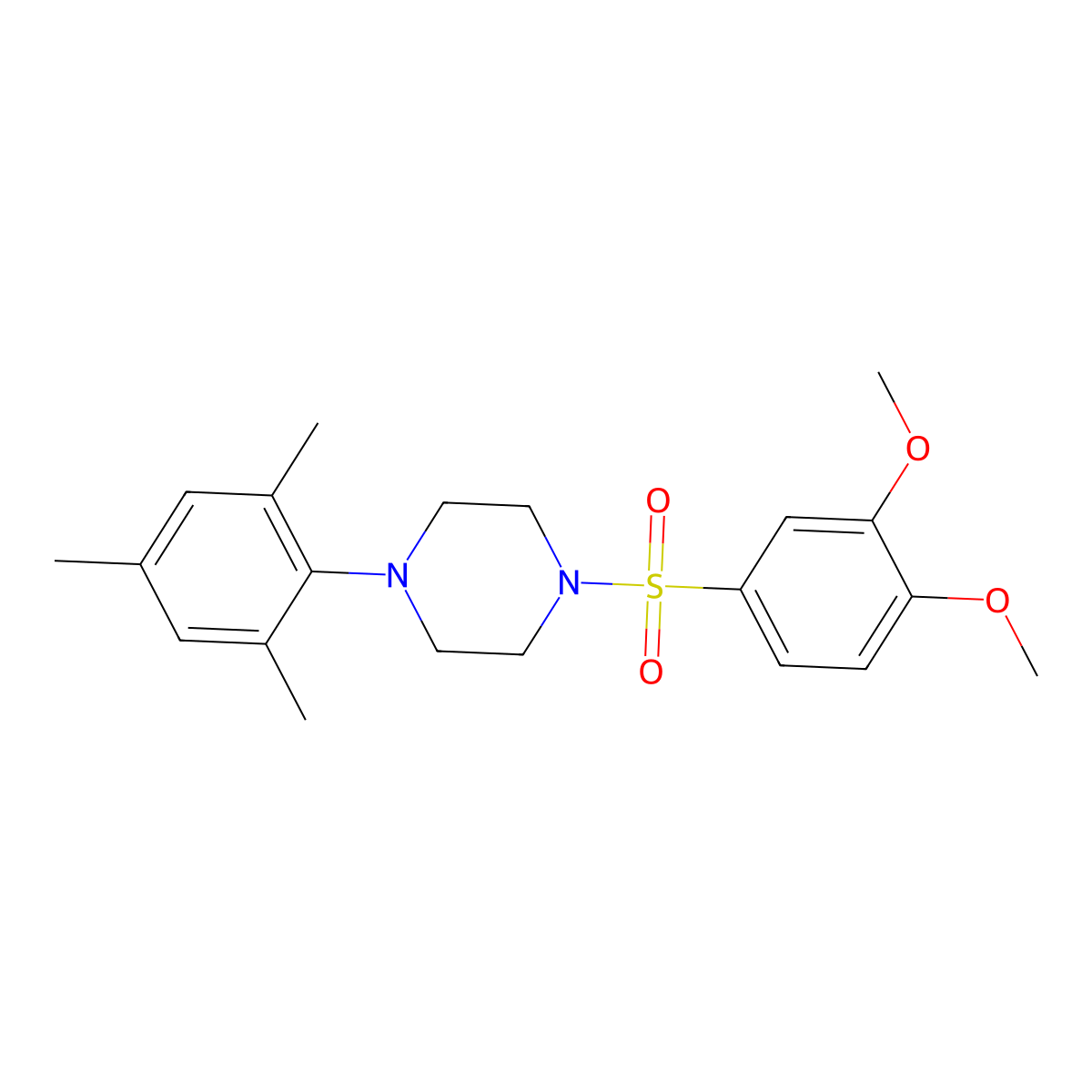 1-(3,4-Dimethoxybenzenesulfonyl)-4-(2,4,6-trimethylphenyl)piperazine molecular structure, CAS 691381-37-0