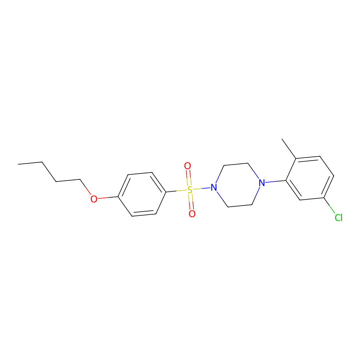 1-(4-Butoxybenzenesulfonyl)-4-(5-chloro-2-methylphenyl)piperazine molecular structure, CAS 691381-39-2