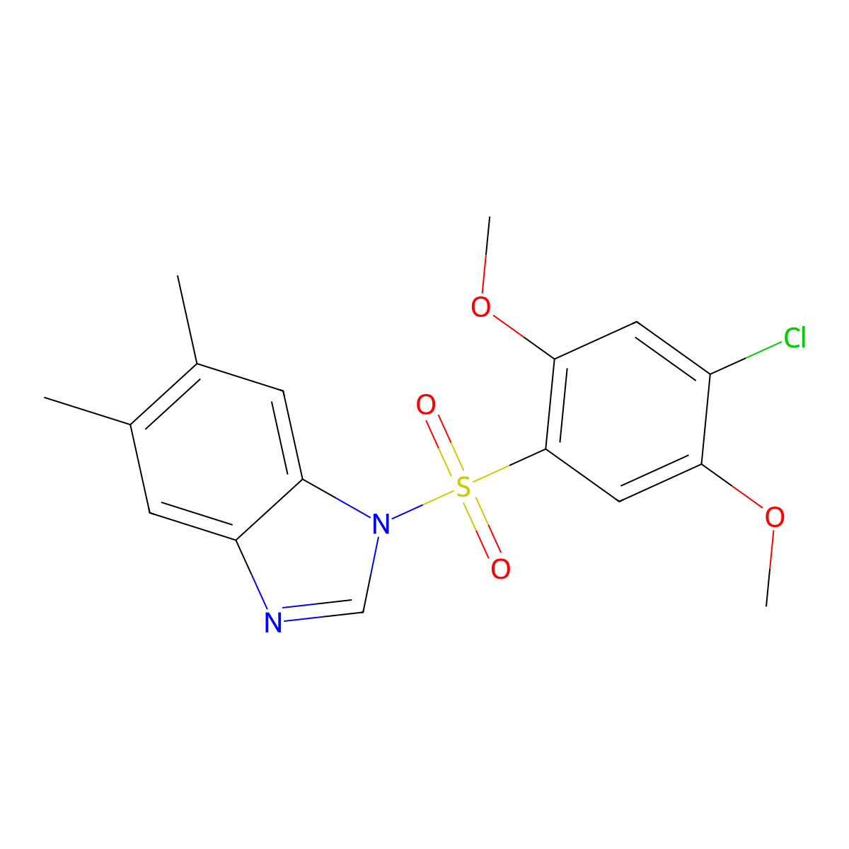 1-(4-chloro-2,5-dimethoxybenzenesulfonyl)-5,6-dimethyl-1H-1,3-benzodiazole molecular structure, CAS 691381-40-5