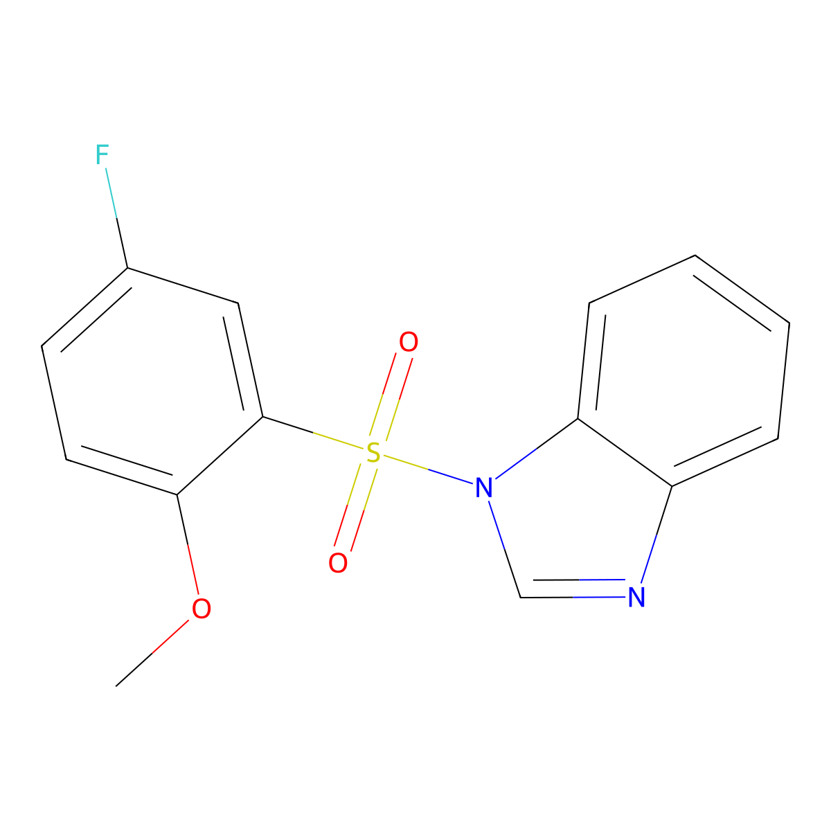 1-(5-Fluoro-2-methoxyphenyl)sulfonylbenzimidazole molecular structure, CAS 691381-41-6