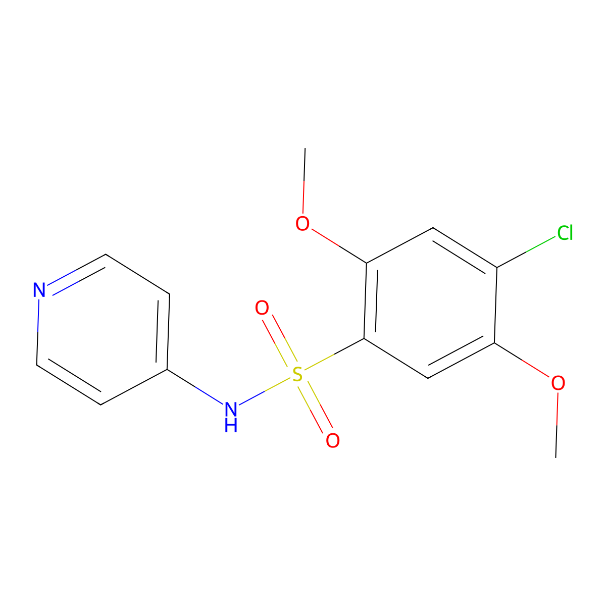 4-chloro-2,5-dimethoxy-N-pyridin-4-ylbenzenesulfonamide molecular structure, CAS 691381-43-8