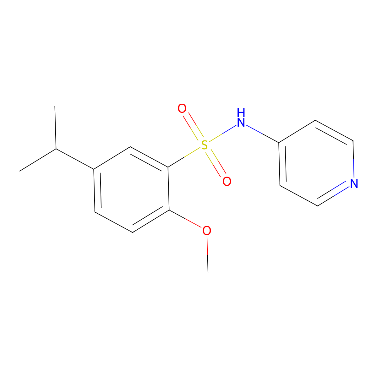 2-methoxy-5-propan-2-yl-N-pyridin-4-ylbenzenesulfonamide molecular structure, CAS 691381-44-9