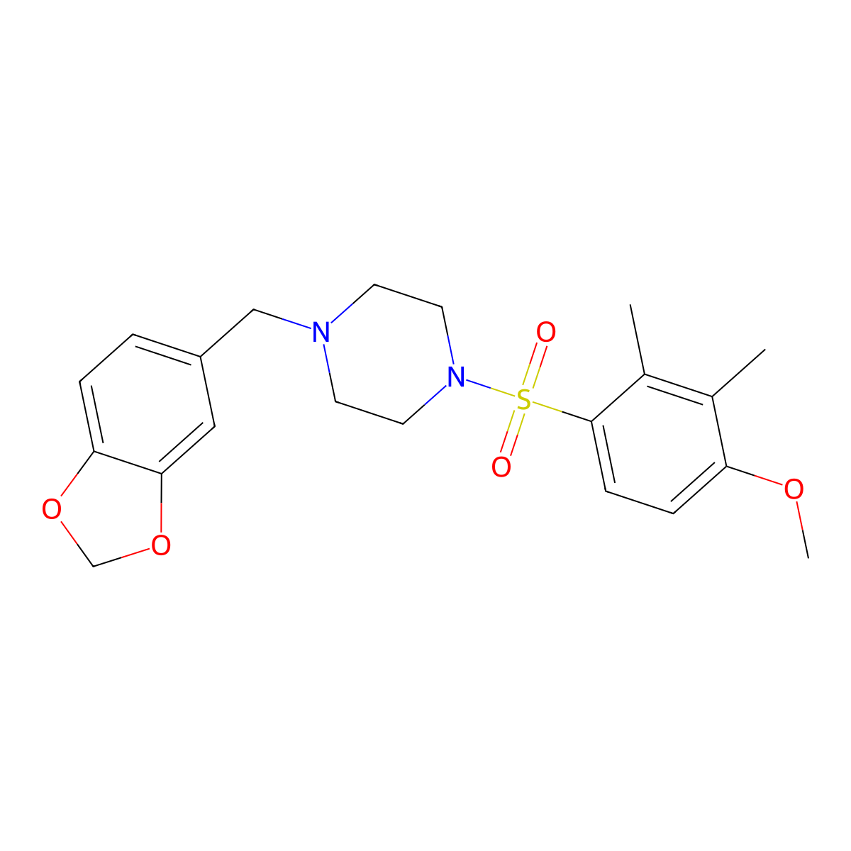 1-(1,3-Benzodioxol-5-ylmethyl)-4-(4-methoxy-2,3-dimethylphenyl)sulfonylpiperazine molecular structure, CAS 691381-46-1
