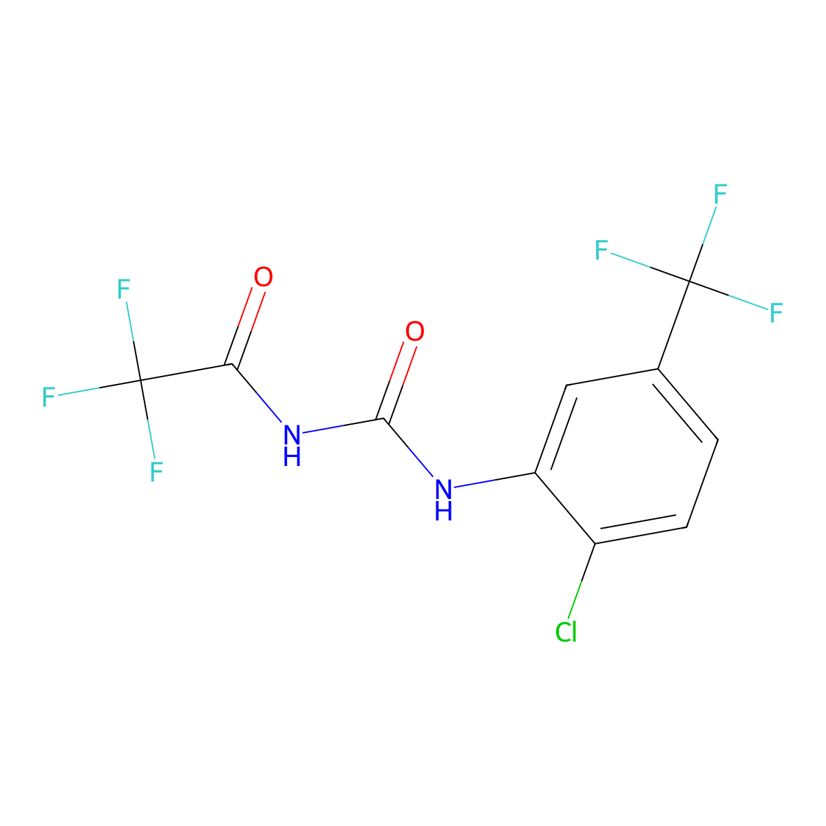 N-[[2-chloro-5-(trifluoromethyl)phenyl]carbamoyl]-2,2,2-trifluoroacetamide molecular structure, CAS 691382-52-2