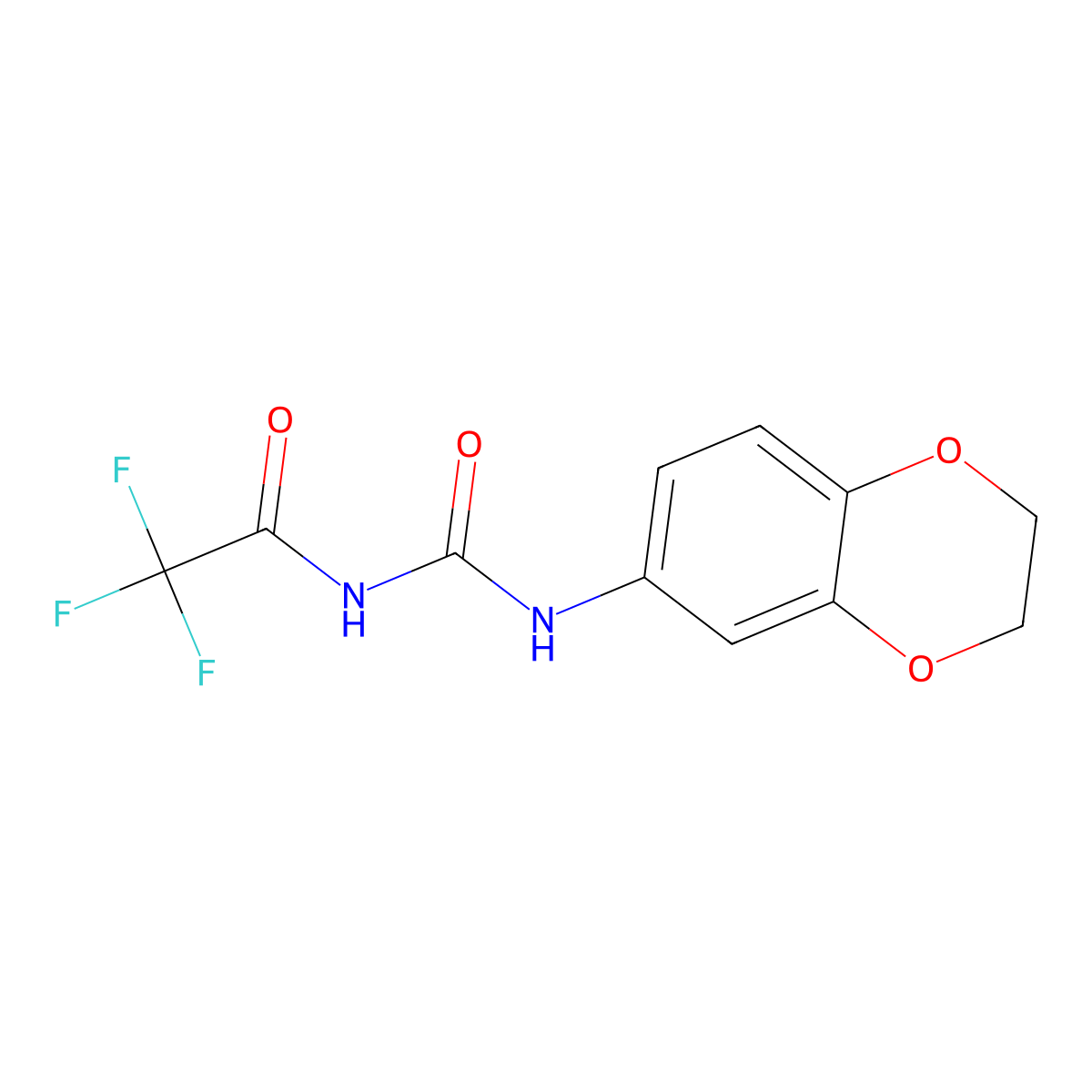 N-(2,3-dihydro-1,4-benzodioxin-6-ylcarbamoyl)-2,2,2-trifluoroacetamide molecular structure, CAS 691382-62-4