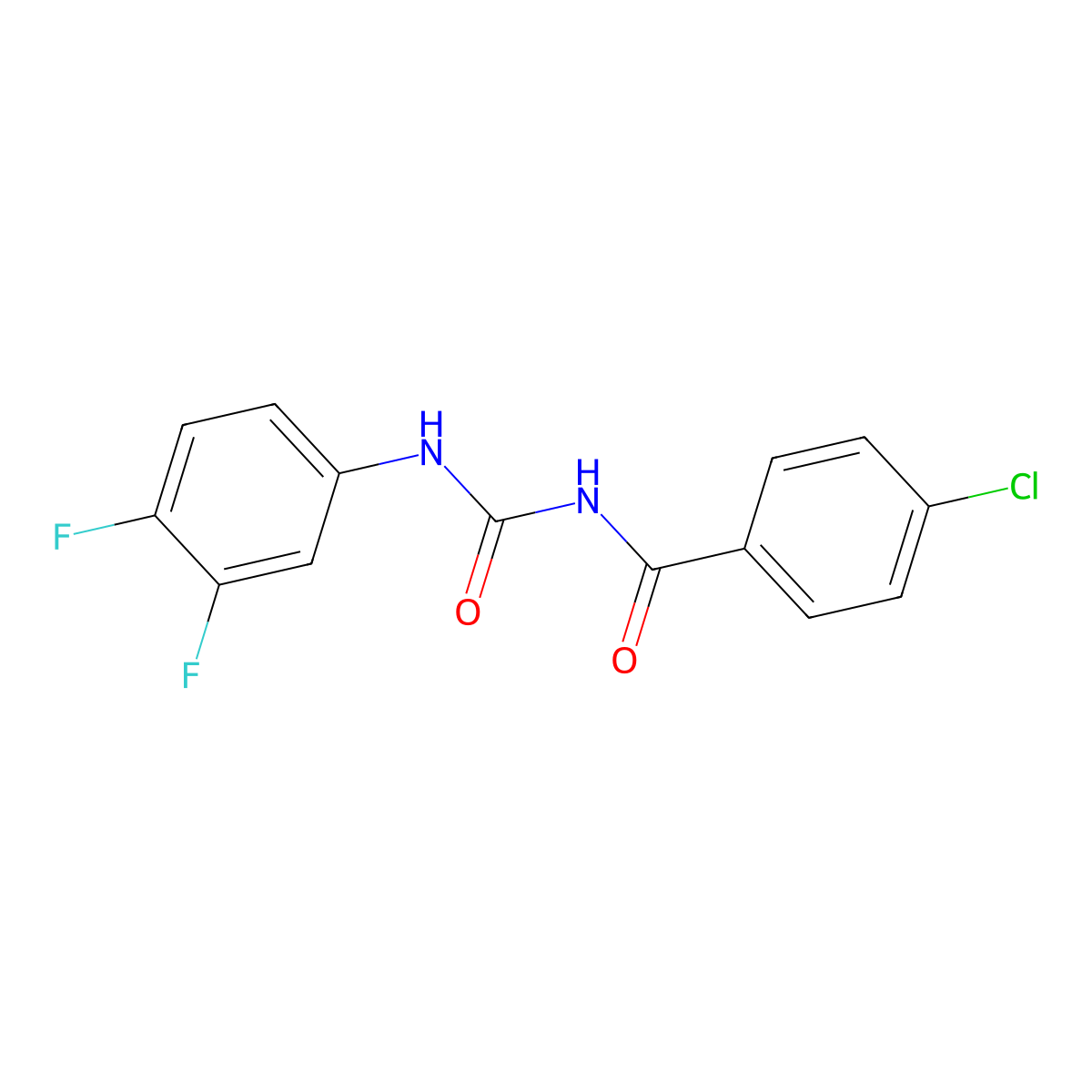 4-chloro-N-[(3,4-difluorophenyl)carbamoyl]benzamide molecular structure, CAS 691382-66-8