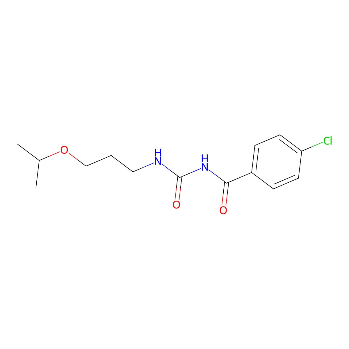 4-chloro-N-(3-propan-2-yloxypropylcarbamoyl)benzamide molecular structure, CAS 691382-68-0