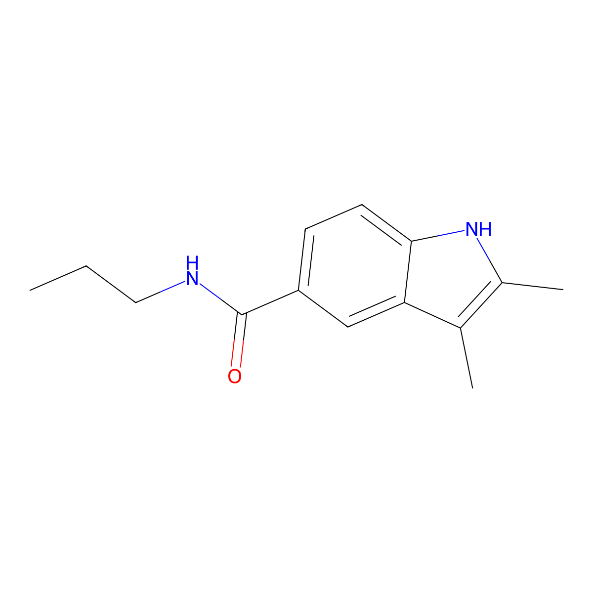2,3-dimethyl-N-propyl-1H-indole-5-carboxamide molecular structure, CAS 691382-77-1