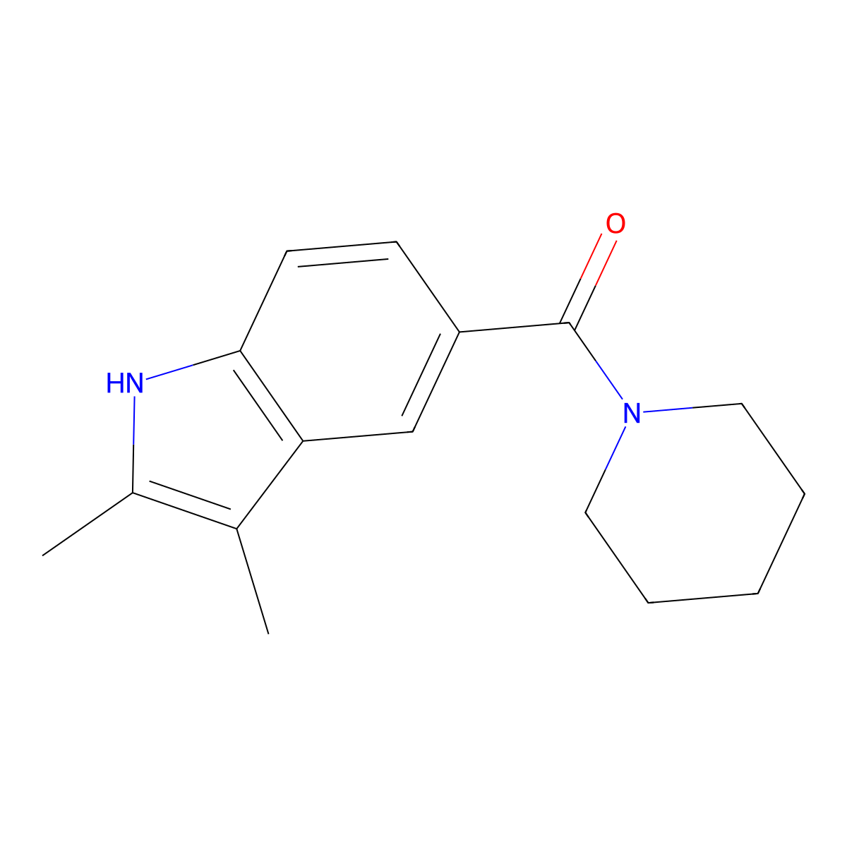 2,3-dimethyl-5-(piperidin-1-ylcarbonyl)-1H-indole molecular structure, CAS 691382-79-3