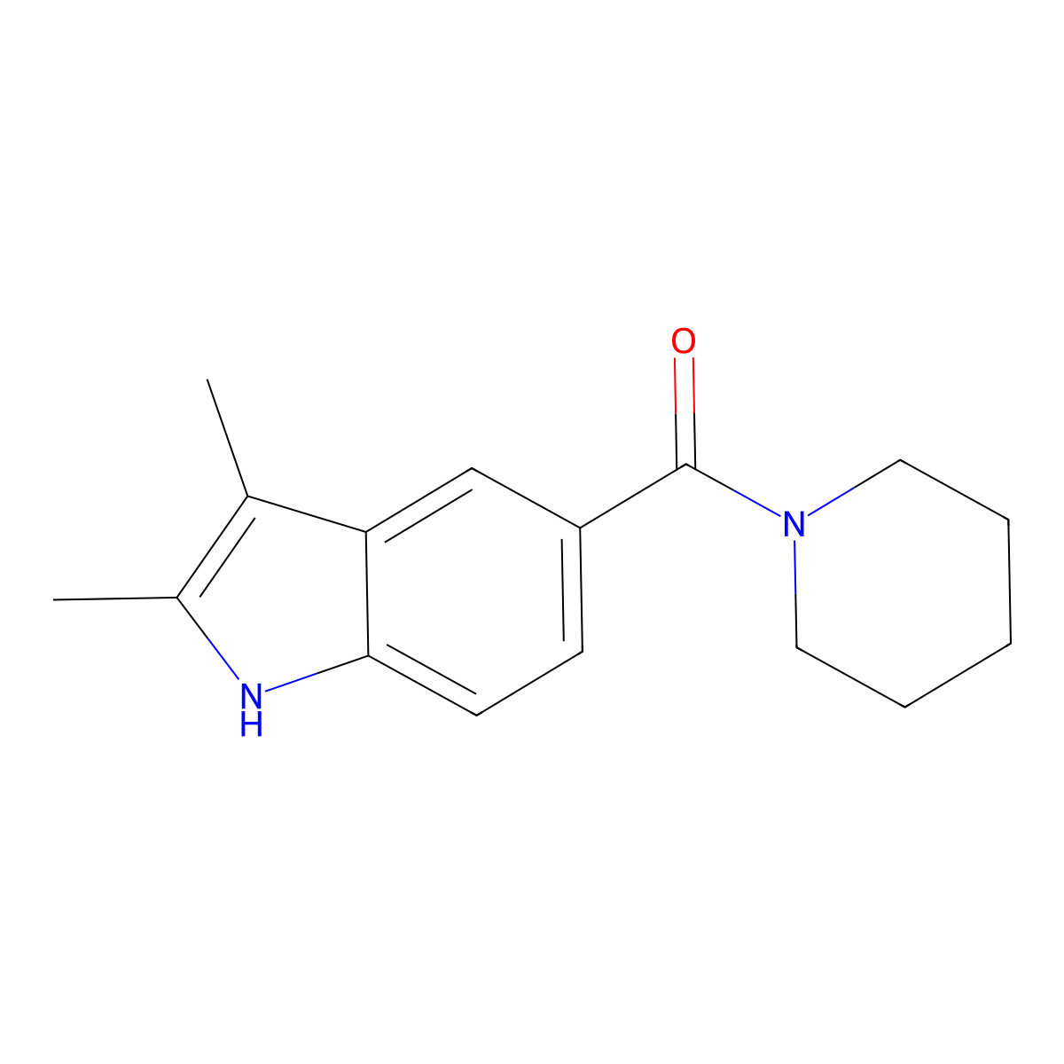 2,3-dimethyl-5-(piperidin-1-ylcarbonyl)-1H-indole molecular structure, CAS 691382-79-3