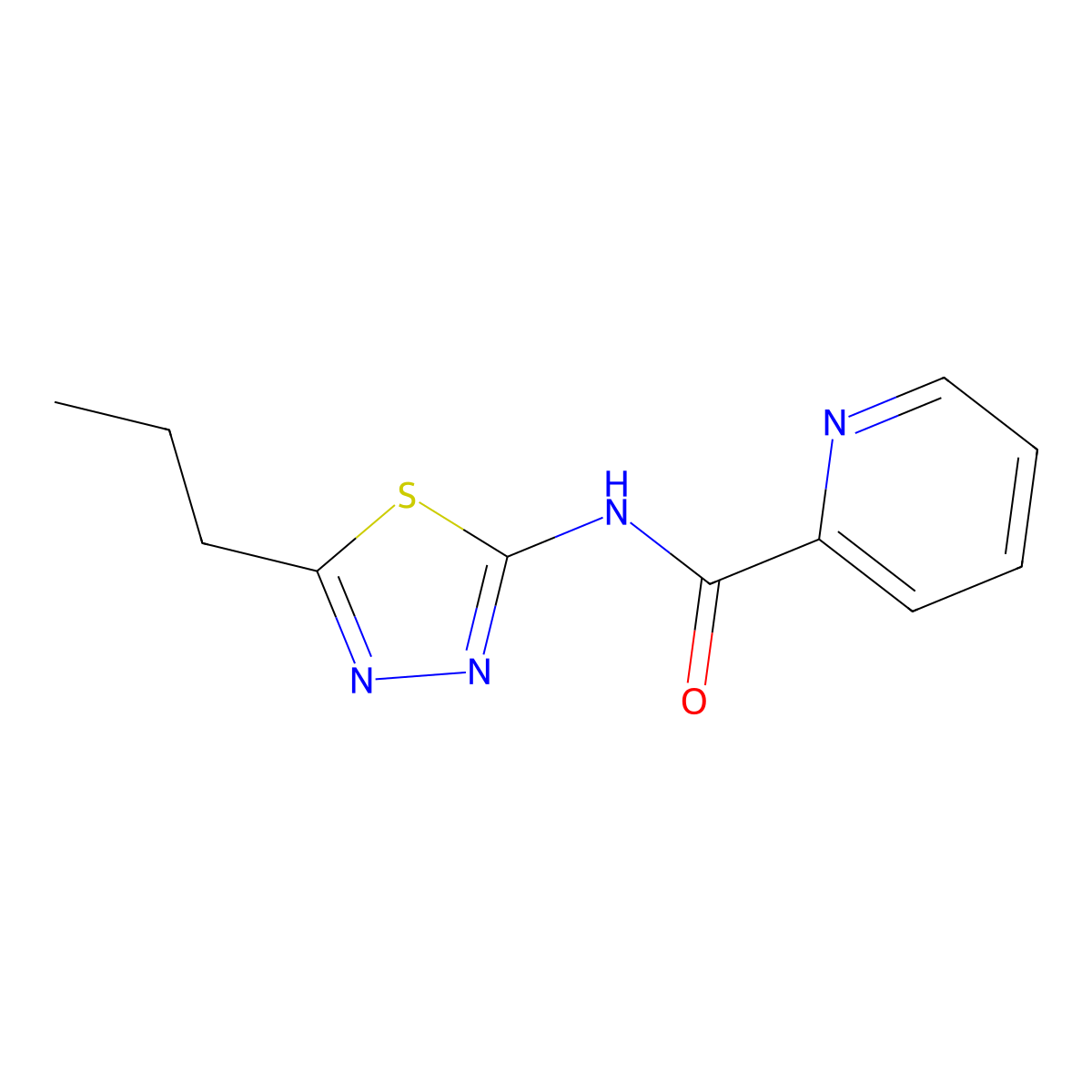 N-(5-propyl-1,3,4-thiadiazol-2-yl)pyridine-2-carboxamide molecular structure, CAS 691382-96-4