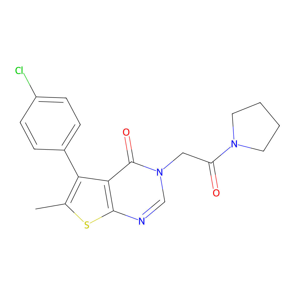 5-(4-Chlorophenyl)-6-methyl-3-(2-oxo-2-pyrrolidin-1-ylethyl)thieno[2,3-d]pyrimidin-4-one molecular structure, CAS 691386-78-4