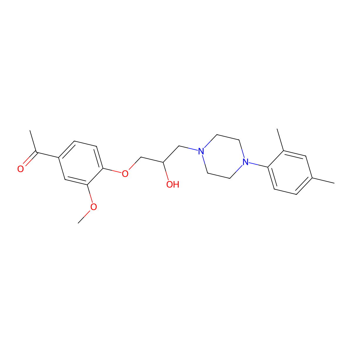 1-(4-(3-(4-(2,4-Dimethylphenyl)piperazin-1-yl)-2-hydroxypropoxy)-3-methoxyphenyl)ethanone molecular structure, CAS 691388-10-0