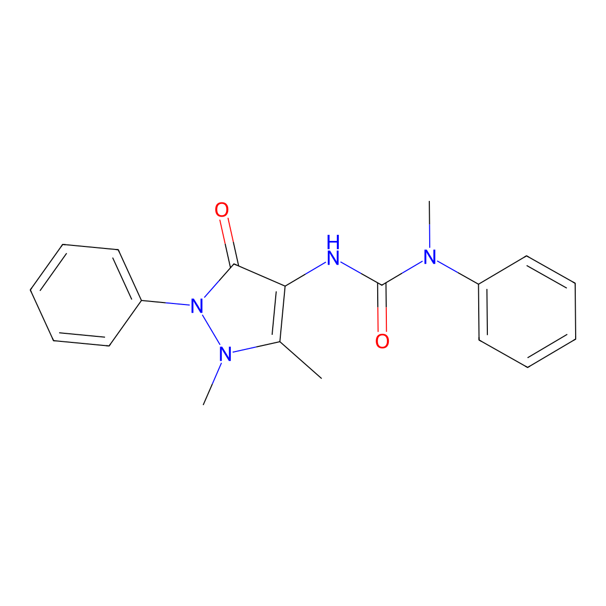 N'-(1,5-dimethyl-3-oxo-2-phenyl-2,3-dihydro-1H-pyrazol-4-yl)-N-methyl-N-phenylurea molecular structure, CAS 691388-14-4